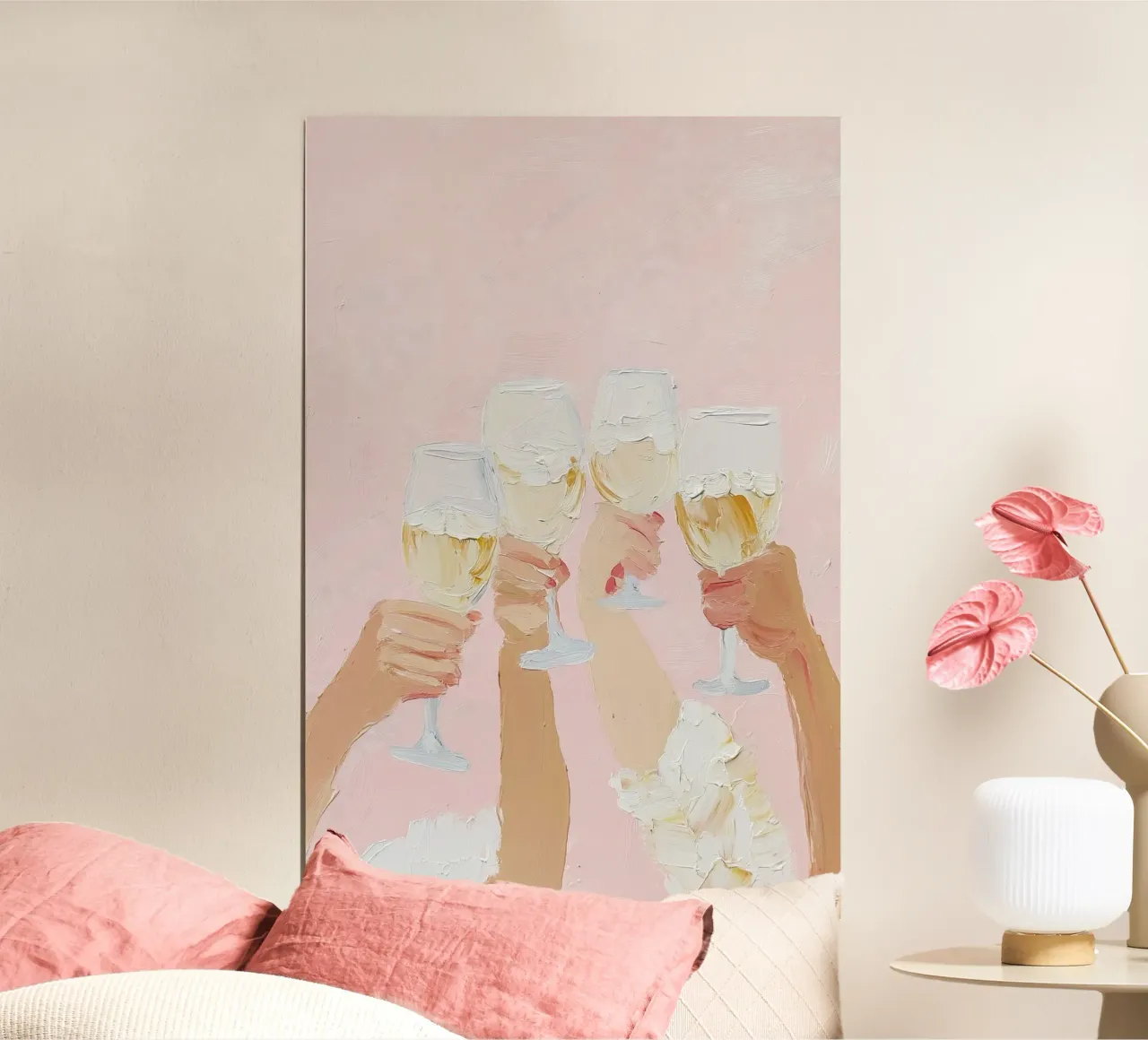 Poster Champagne, celebrazione rosa pastello Arte da parete moderna poster da Little Lila