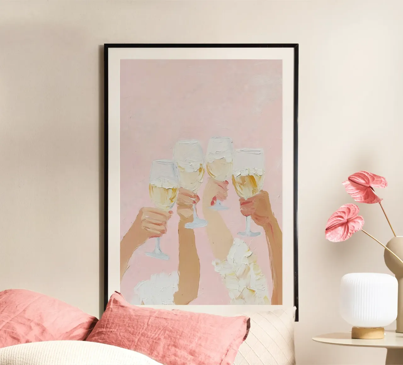 Poster Champagne, celebrazione rosa pastello Arte da parete moderna poster da Little Lila
