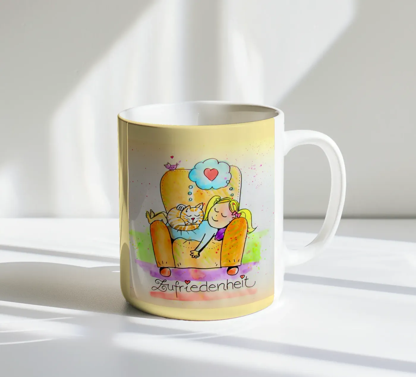 Satisfaction ceramic mug by Happy 😃 Art 🎨 by Christine Schnoell