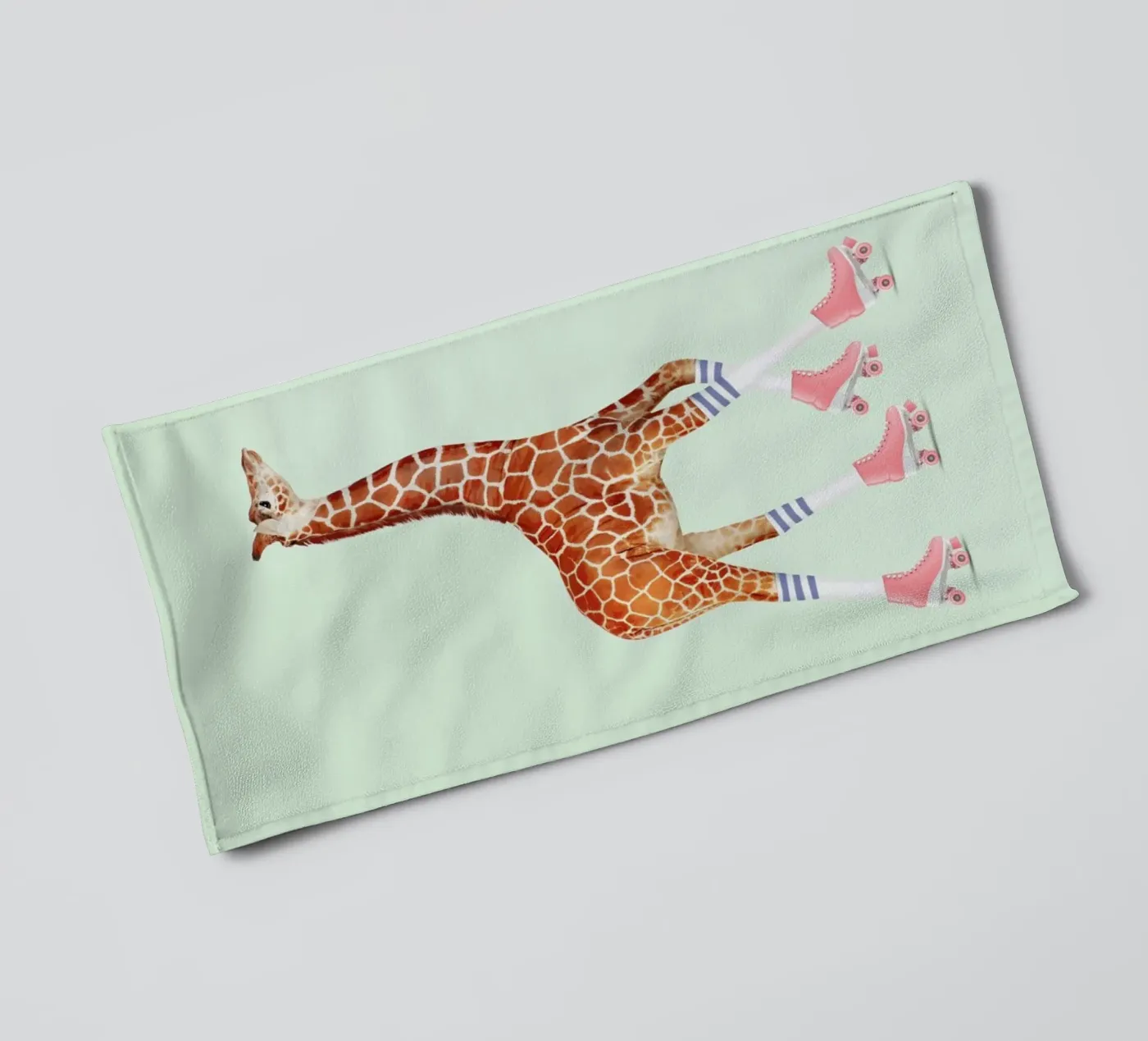 Rollerskating Giraffe towel by Jonas Loose