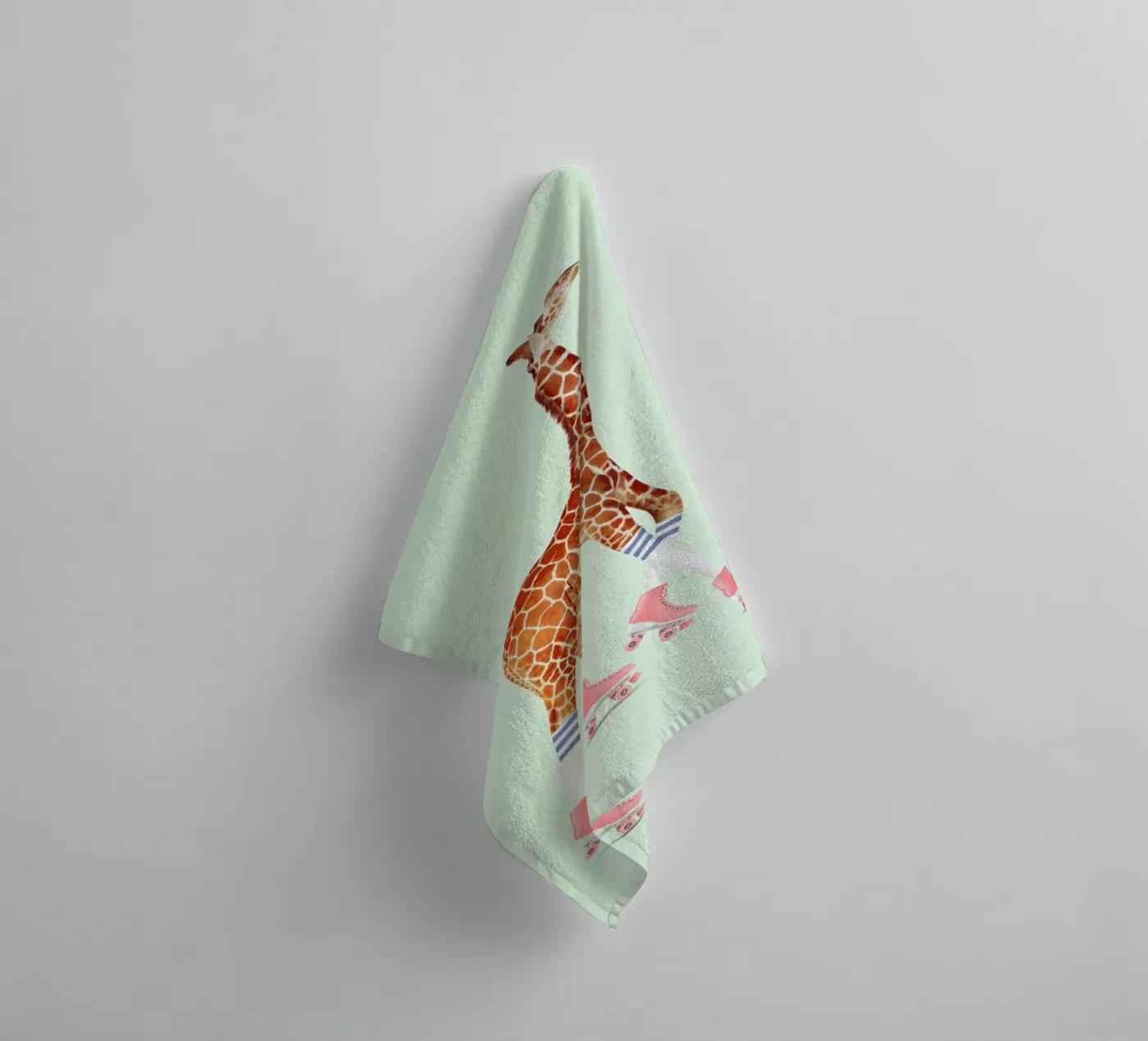 Rollerskating Giraffe towel by Jonas Loose