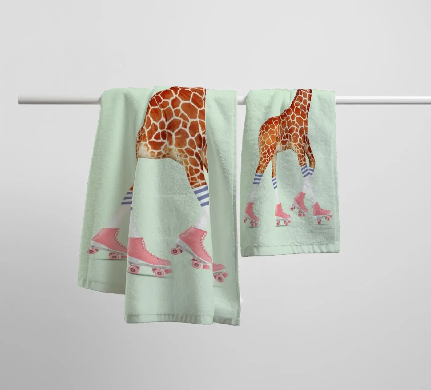 Rollerskating Giraffe towel by Jonas Loose