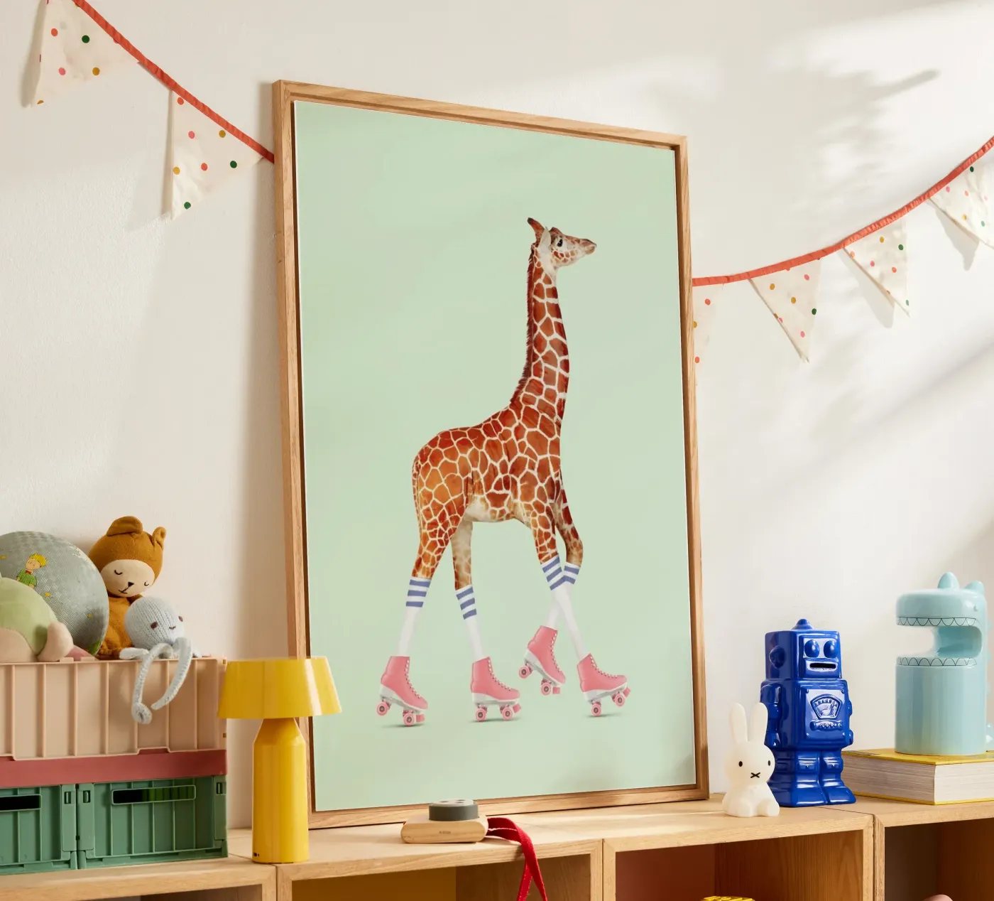 Rollerskating Giraffe acrylic glass by Jonas Loose