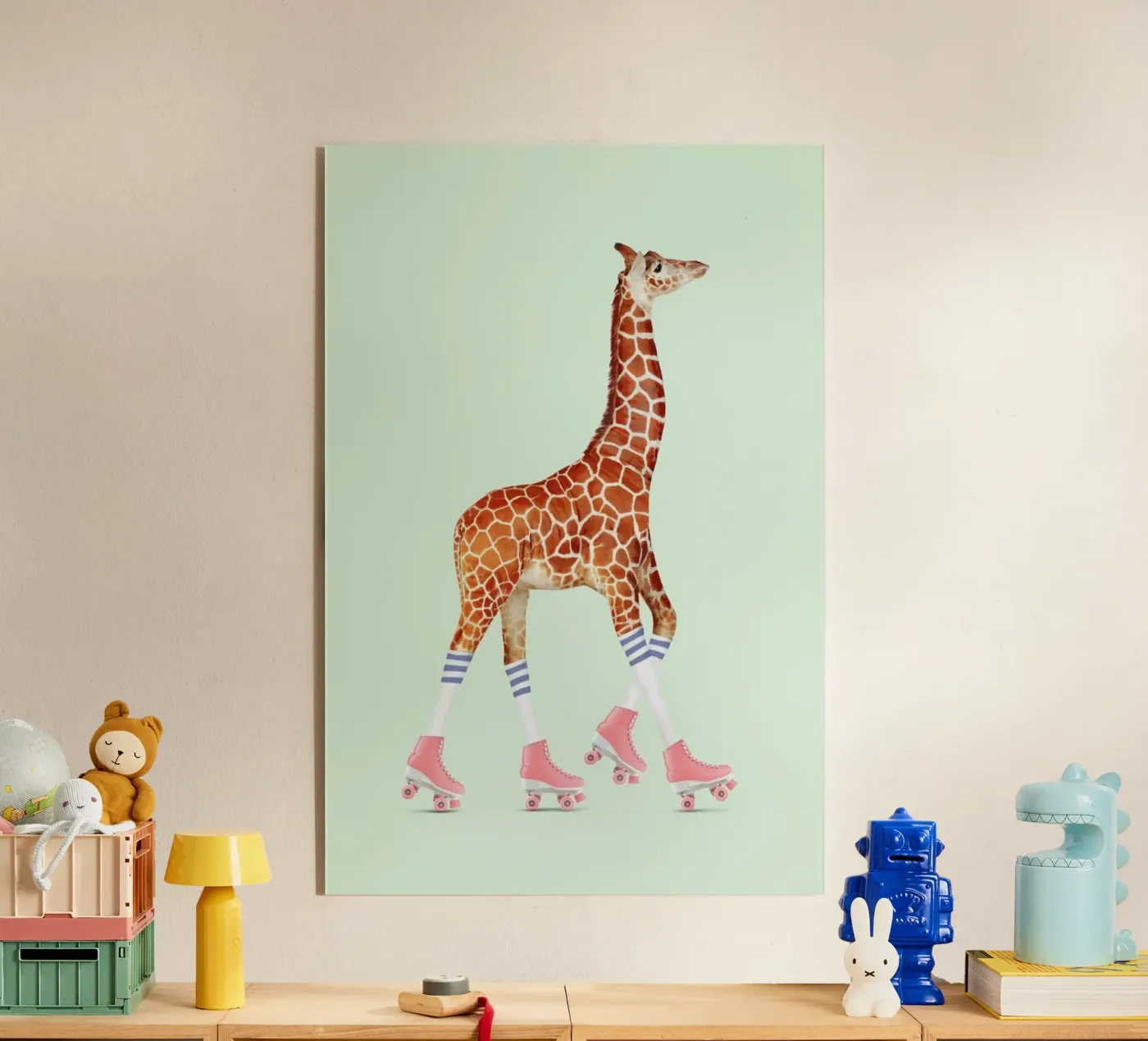 Rollerskating Giraffe plexiglas de Jonas Loose