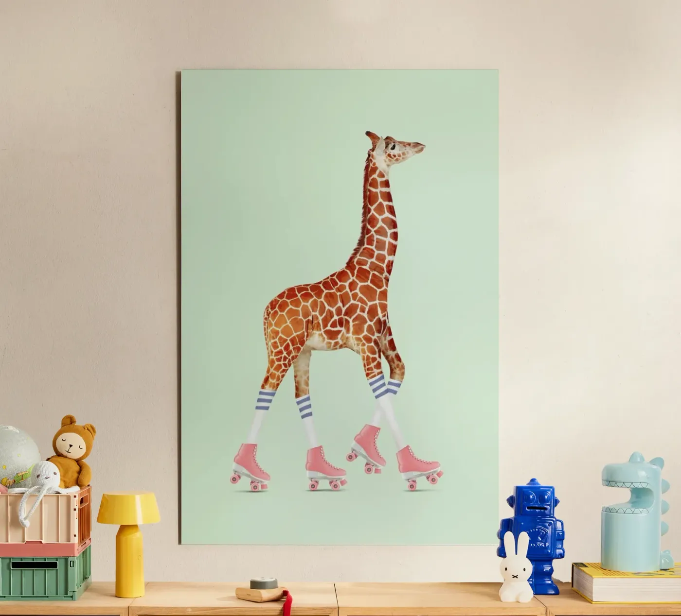 Rollerskating Giraffe forex plate by Jonas Loose