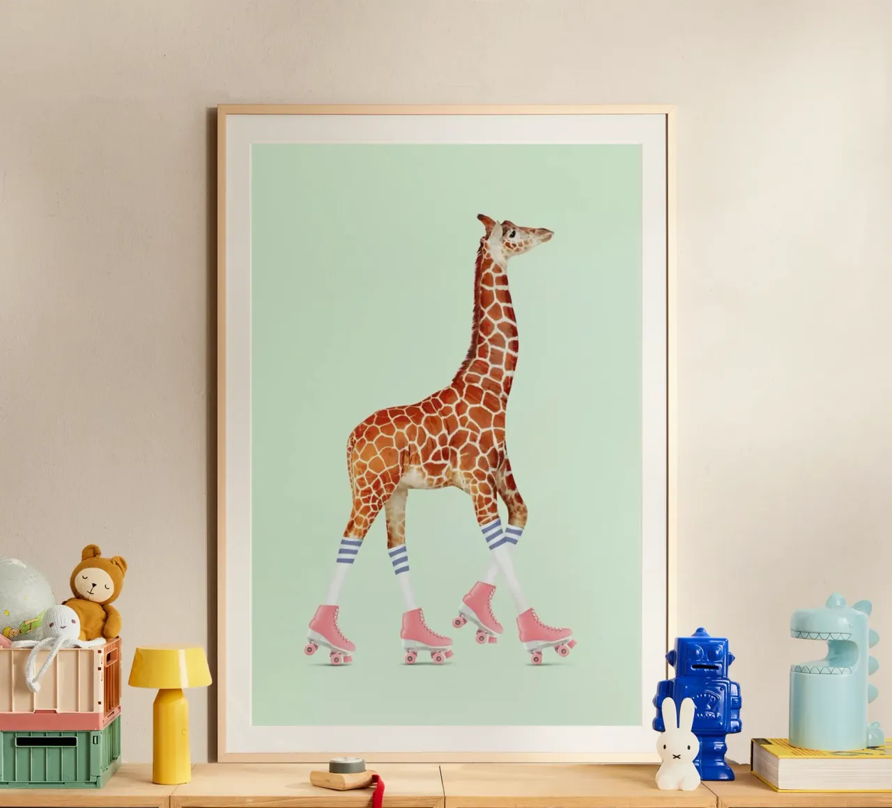 Rollerskating Giraffe poster da Jonas Loose