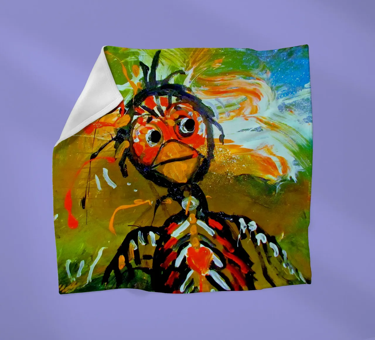Weird bird fleece blanket by Happy 😃 Art 🎨 by Christine Schnoell
