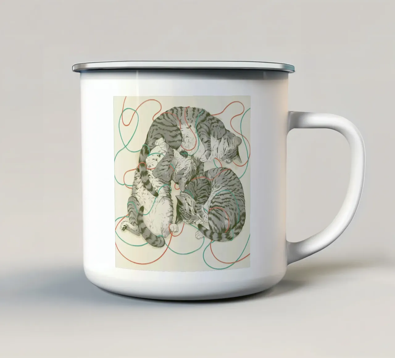 Sleeping Cats tazza in smalto da Laura Graves