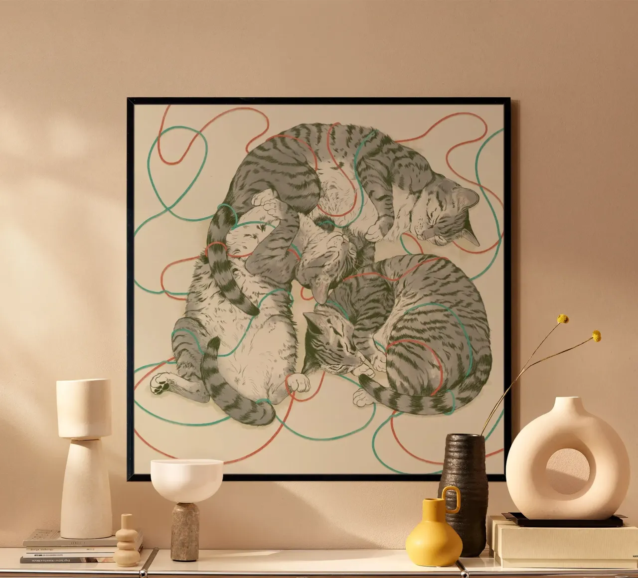 Sleeping Cats poster con telaio in plastica da Laura Graves