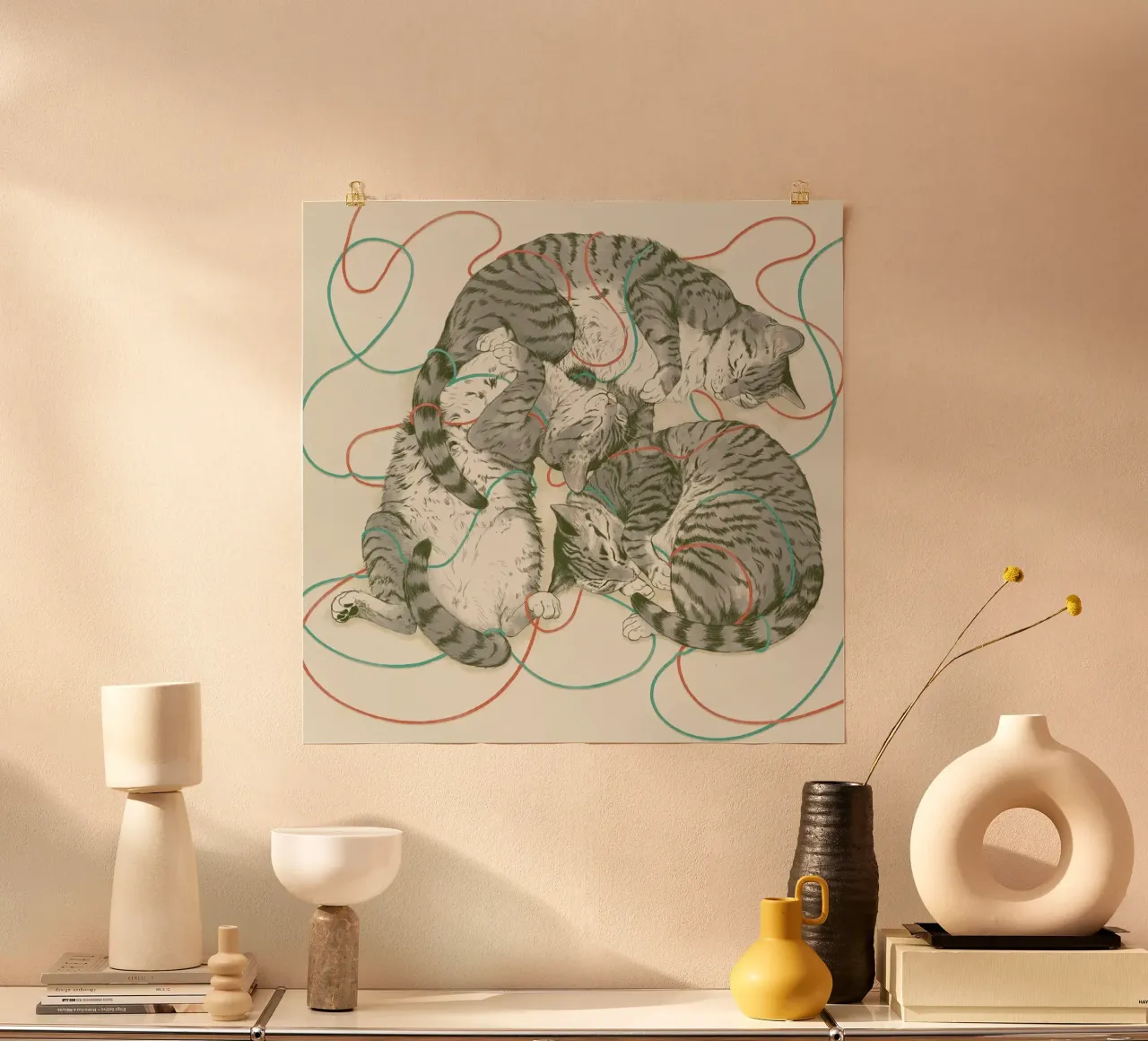 Sleeping Cats poster con telaio in plastica da Laura Graves