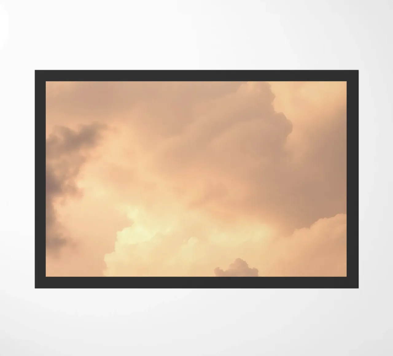 Beautiful abstract clouds with soft golden hues doormat by DesignDoodle
