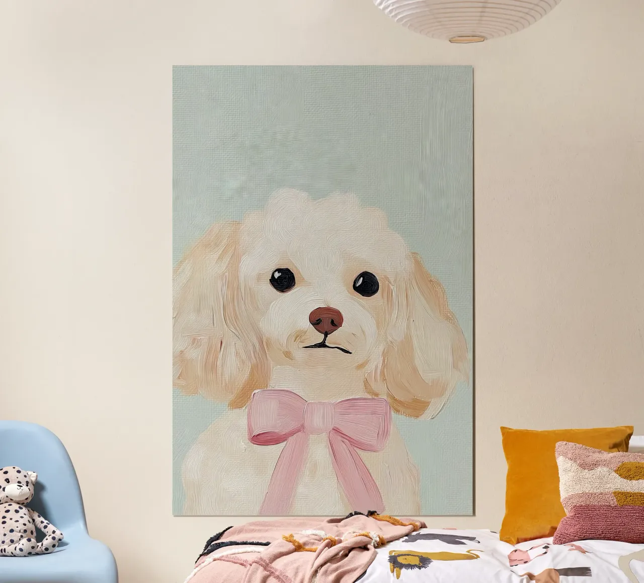 Poster di un cane carino, arte murale per la cameretta, stampe per la stanza dei giochi dei bambini poster con telaio in alluminio da Little Lila