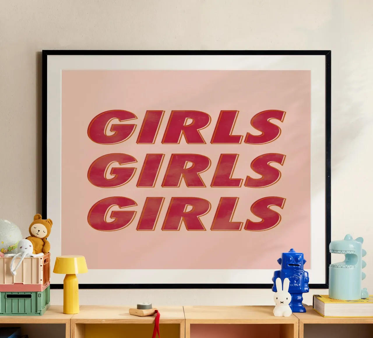 Girls Red poster con marco de plástico de Galaxy Eyes