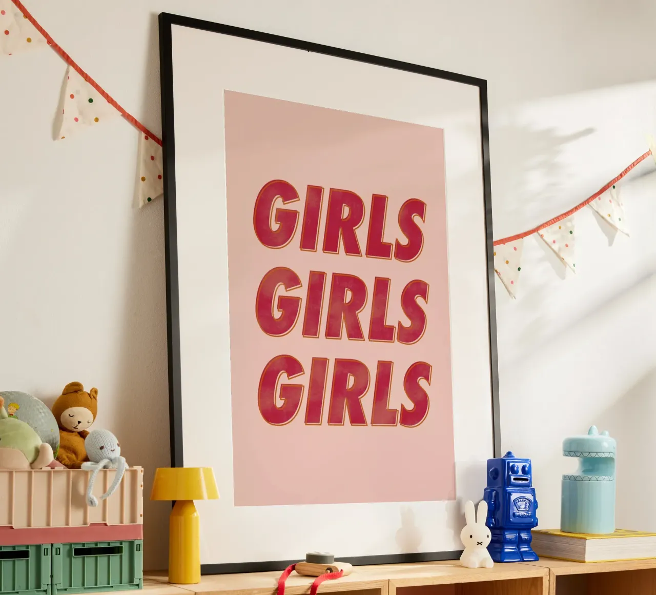 Girls Red poster con marco de plástico de Galaxy Eyes