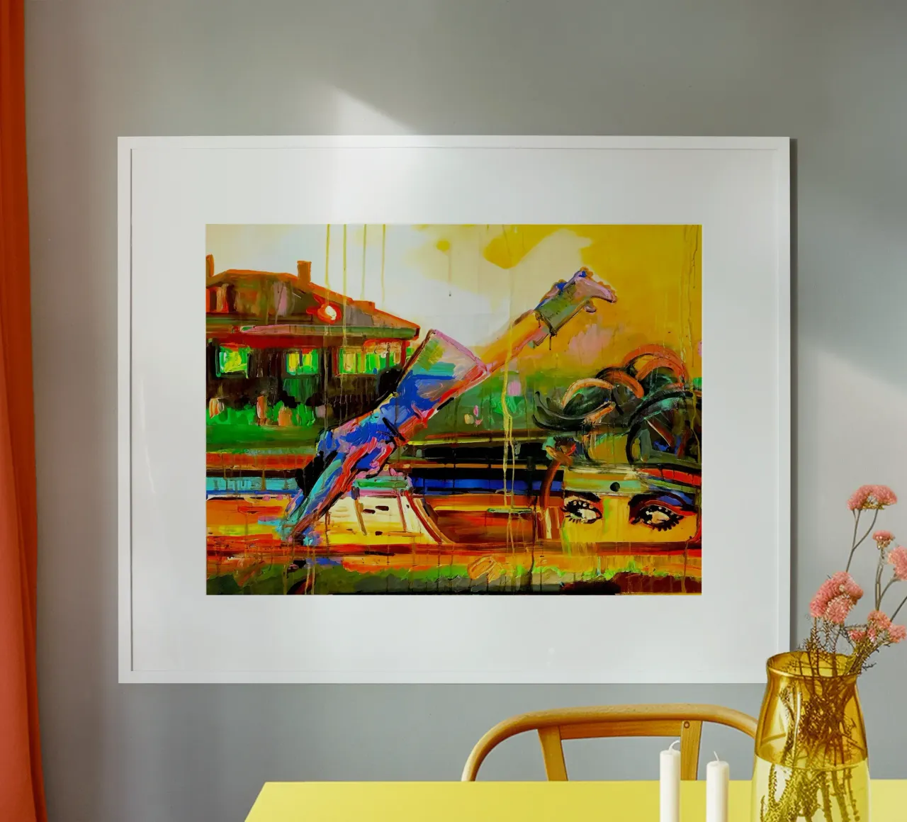 Pop Art Wow! poster con telaio in legno da Happy 😃 Art 🎨 by Christine Schnoell