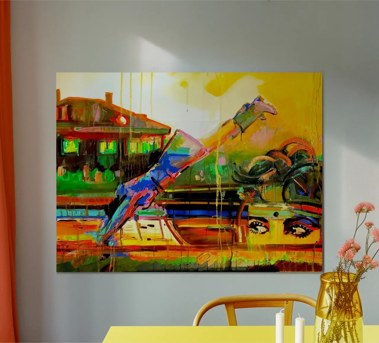 Pop Art Wow! poster con telaio in legno da Happy 😃 Art 🎨 by Christine Schnoell