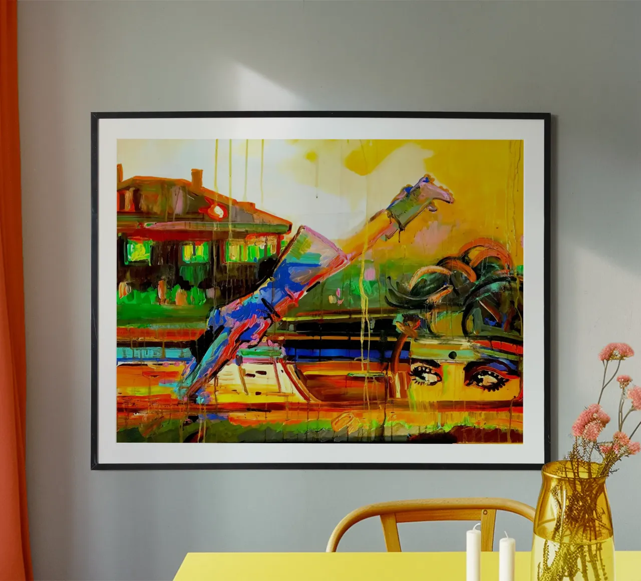 Pop Art Wow! poster con telaio in legno da Happy 😃 Art 🎨 by Christine Schnoell