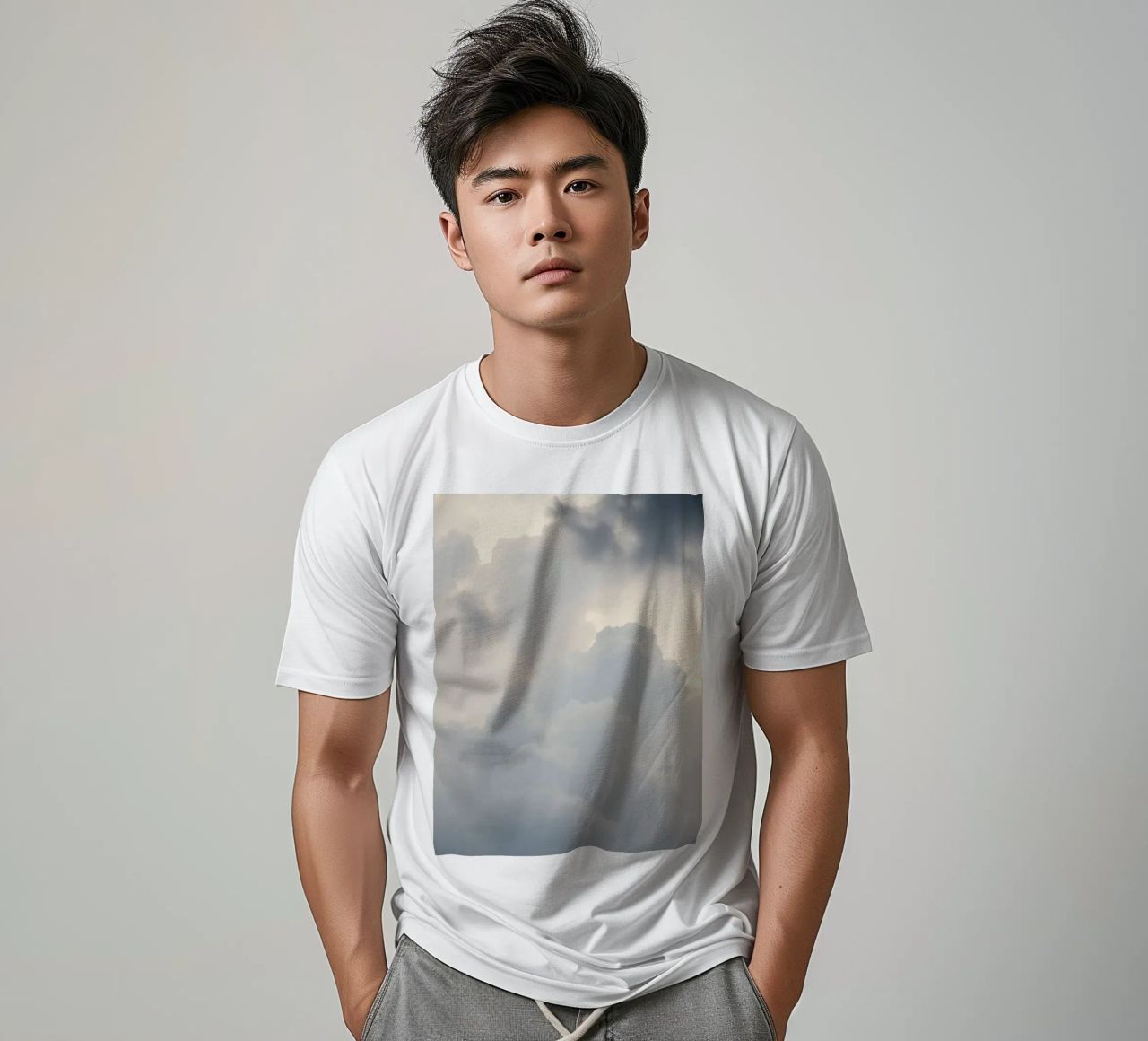 Sky filled with soft clouds and light hues a calm and sooth t-shirt by DesignDoodle