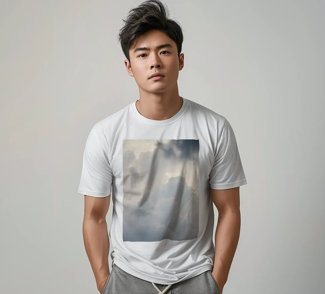 Sky filled with soft clouds and light hues a calm and sooth t-shirt by DesignDoodle