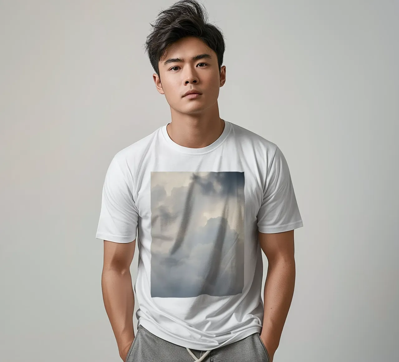 Der Himmel mit weichen Wolken und hellen Farbtönen gefüllt eine Ruhe und beruhigen T-Shirt von DesignDoodle