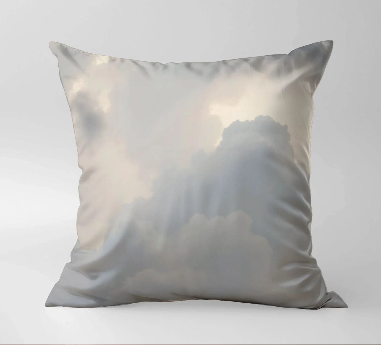 Sky filled with soft clouds and light hues a calm and sooth decorative cushion by DesignDoodle