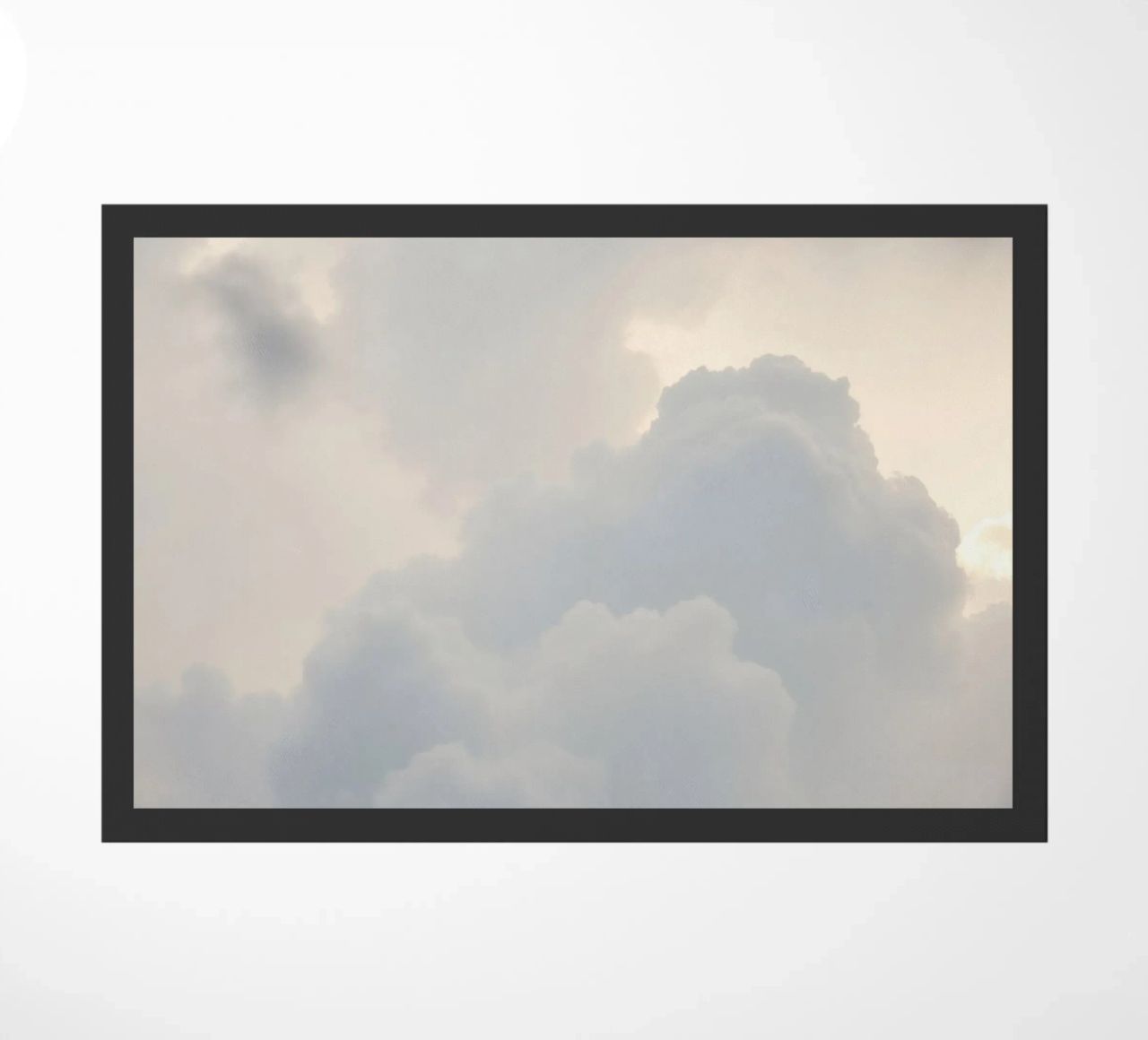 Sky filled with soft clouds and light hues a calm and sooth doormat by DesignDoodle