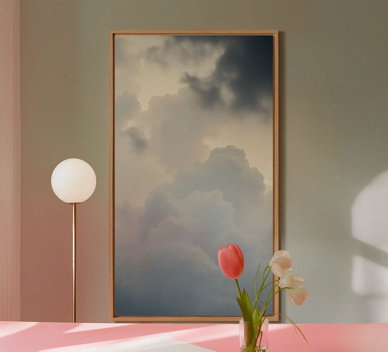 Sky filled with soft clouds and light hues a calm and sooth alu-dibond by DesignDoodle