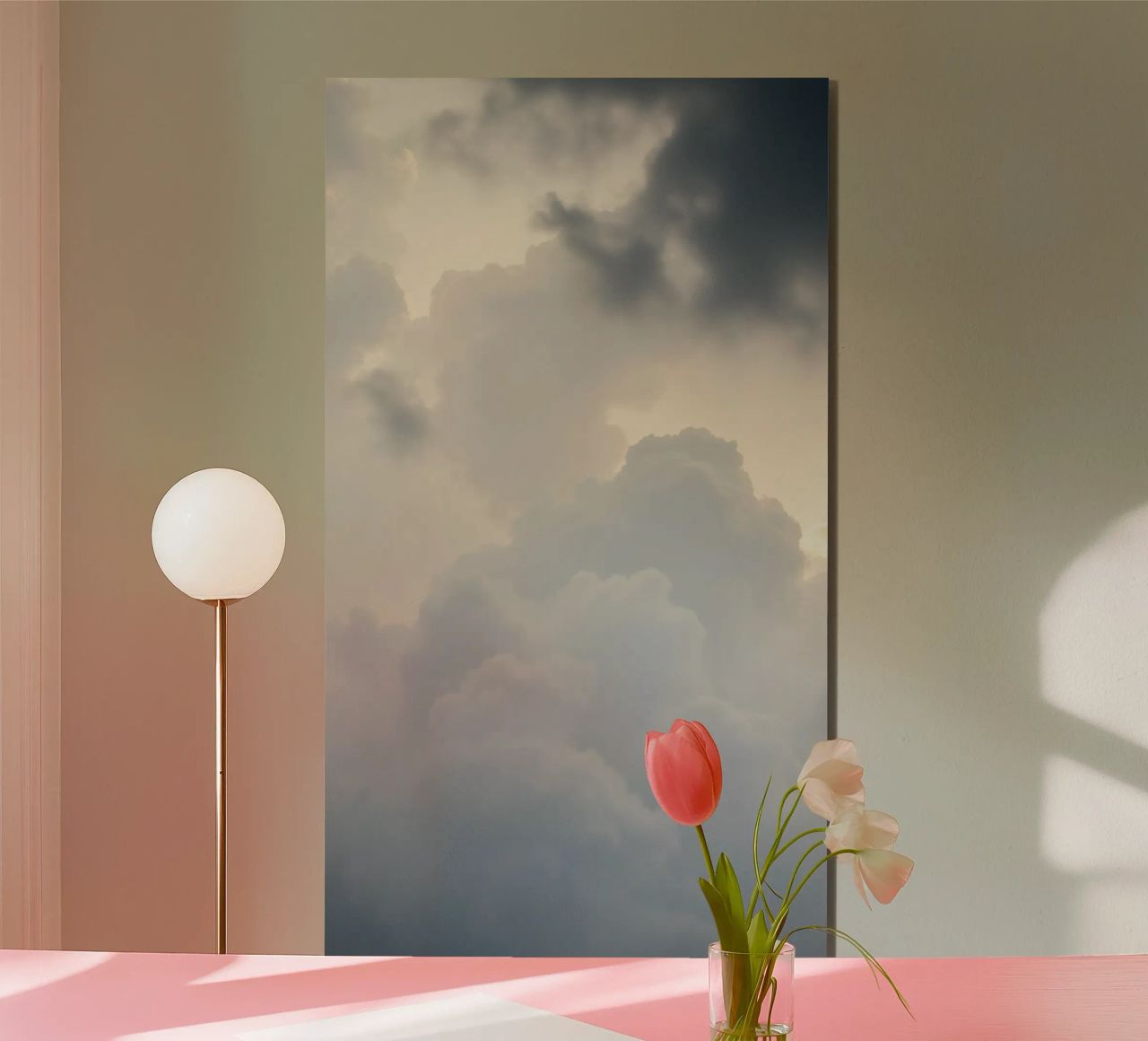 Sky filled with soft clouds and light hues a calm and sooth alu-dibond by DesignDoodle