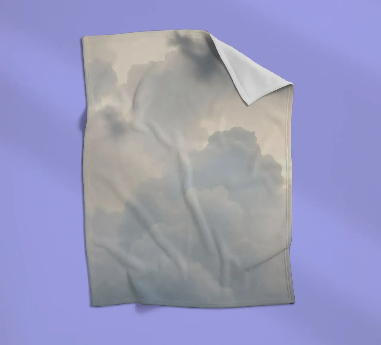 Sky filled with soft clouds and light hues a calm and sooth fleece blanket by DesignDoodle