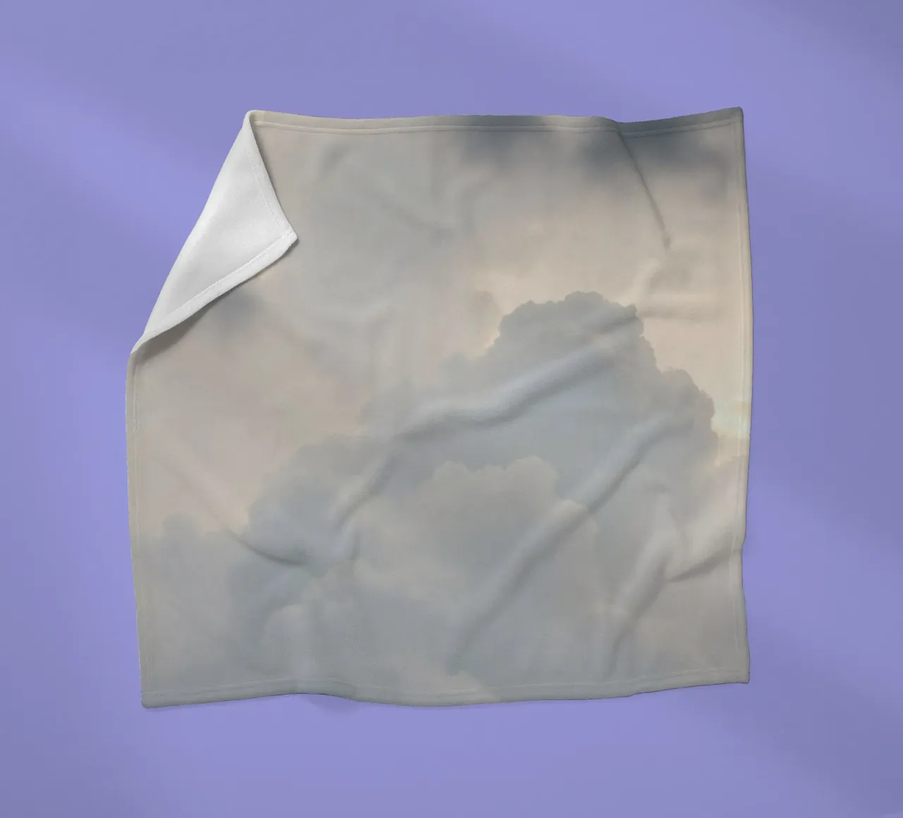 Sky filled with soft clouds and light hues a calm and sooth fleece blanket by DesignDoodle