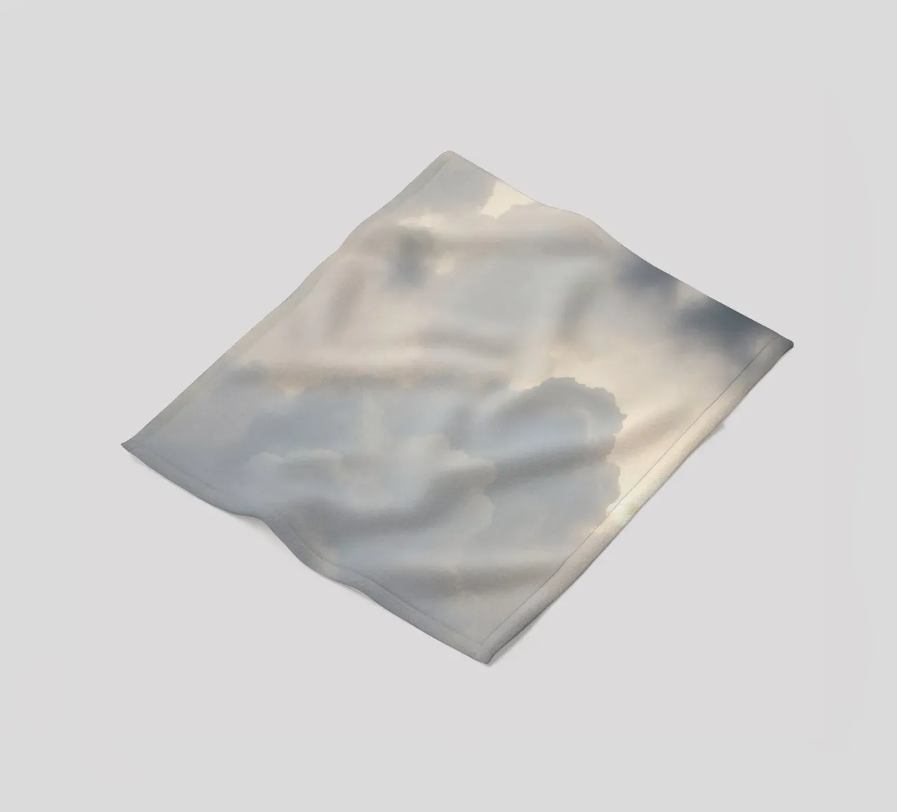 Sky filled with soft clouds and light hues a calm and sooth fleece blanket by DesignDoodle