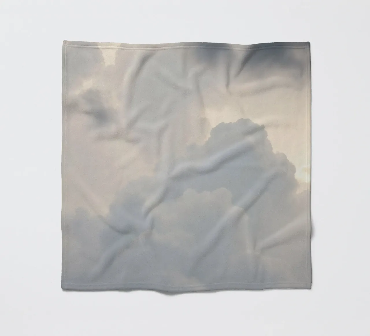 Sky filled with soft clouds and light hues a calm and sooth fleece blanket by DesignDoodle