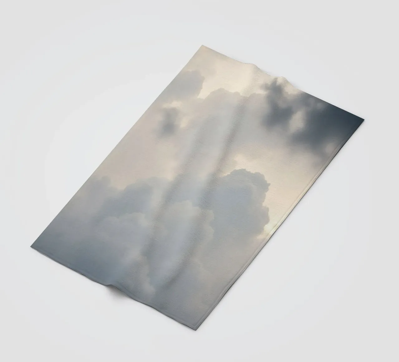 Sky filled with soft clouds and light hues a calm and sooth fleece blanket by DesignDoodle
