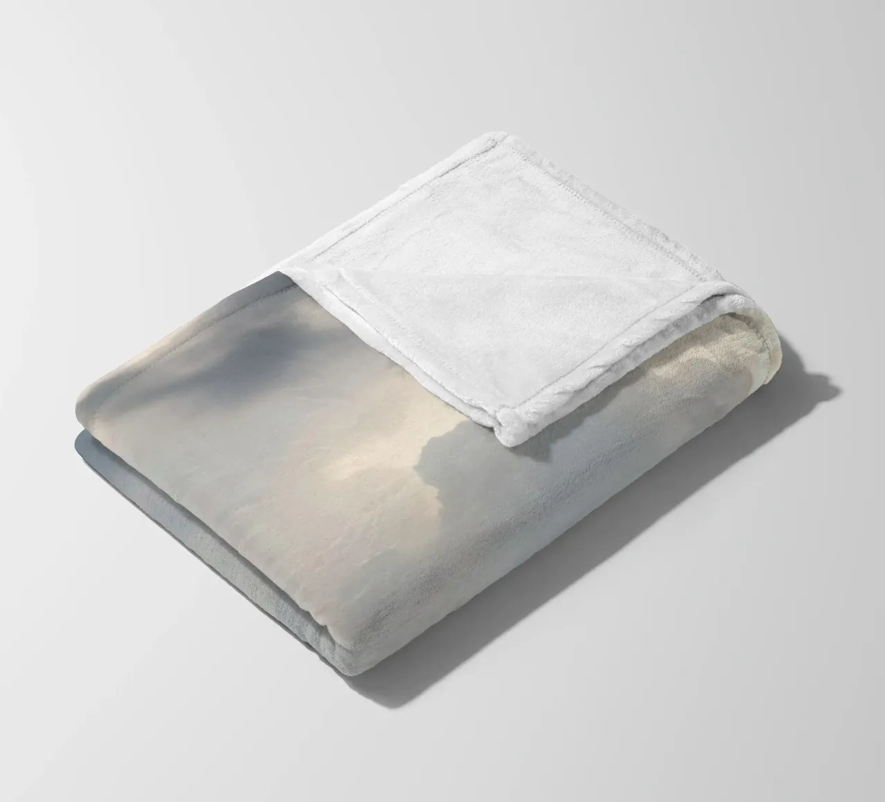Sky filled with soft clouds and light hues a calm and sooth fleece blanket by DesignDoodle