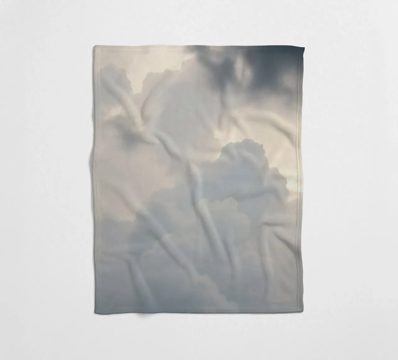 Sky filled with soft clouds and light hues a calm and sooth fleece blanket by DesignDoodle