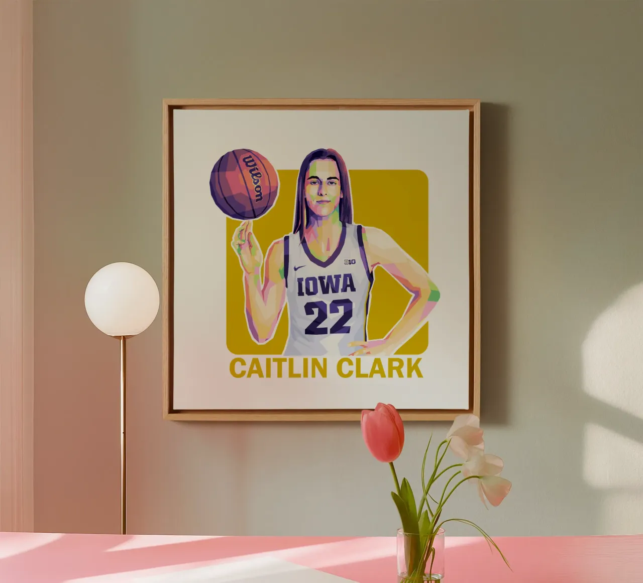 caitlin clark tela con Cornice a cassetta da WPAP MALANG
