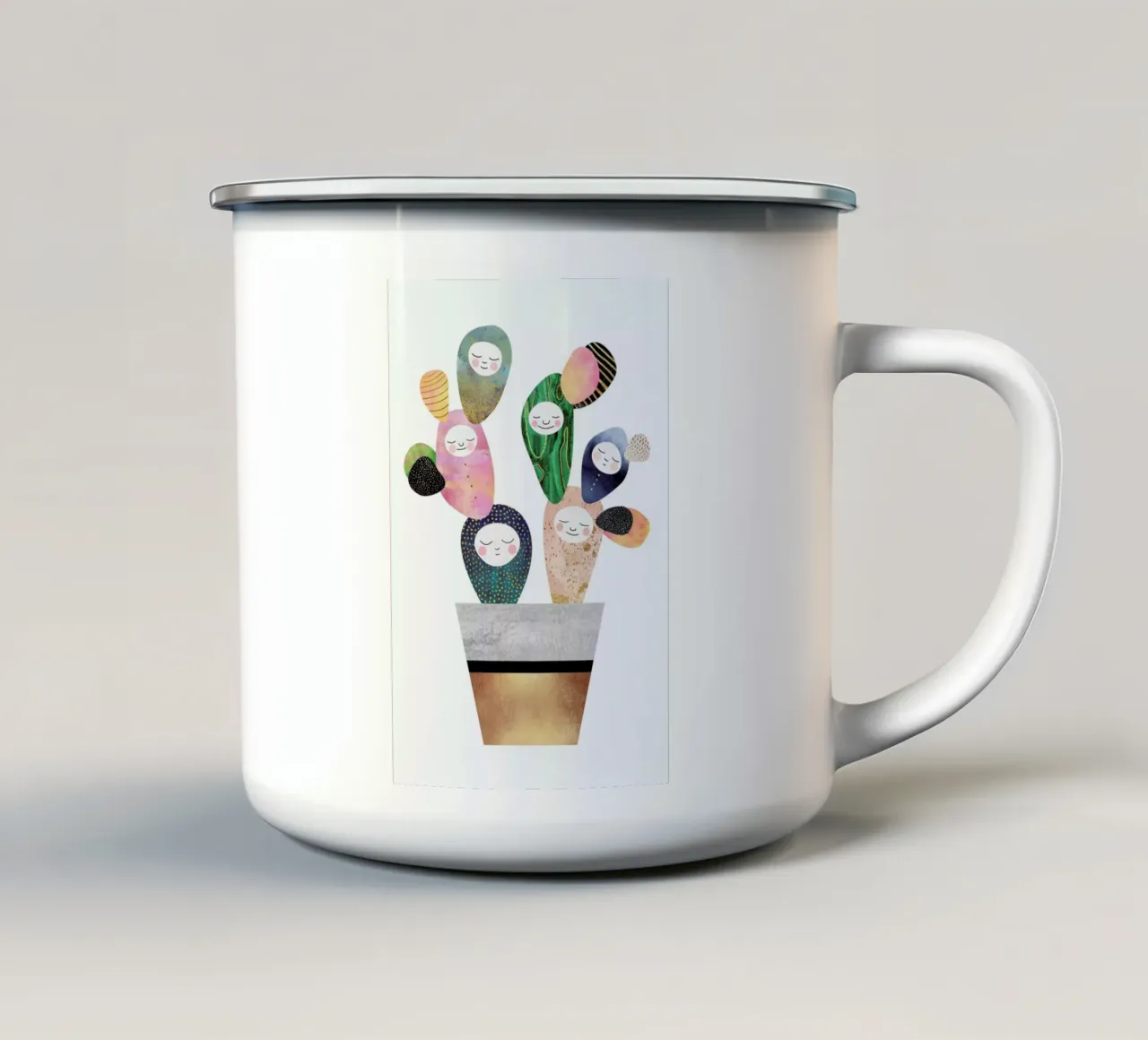 Sleepy Cactus tazza in smalto da Elisabeth Fredriksson