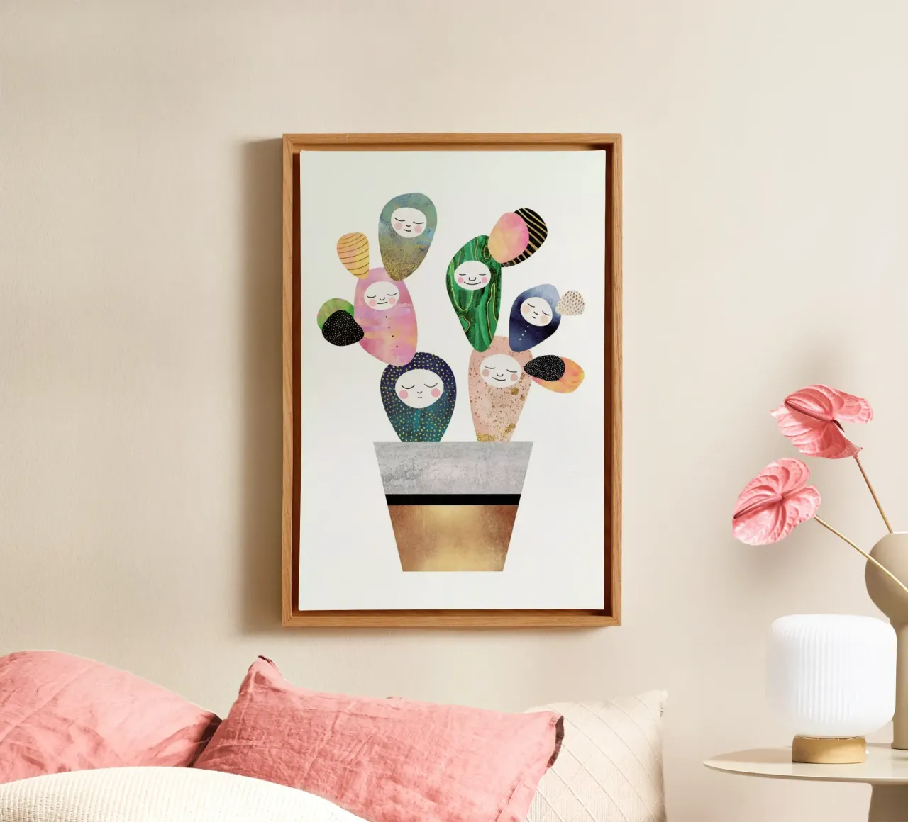 Sleepy Cactus tela con Cornice a cassetta da Elisabeth Fredriksson