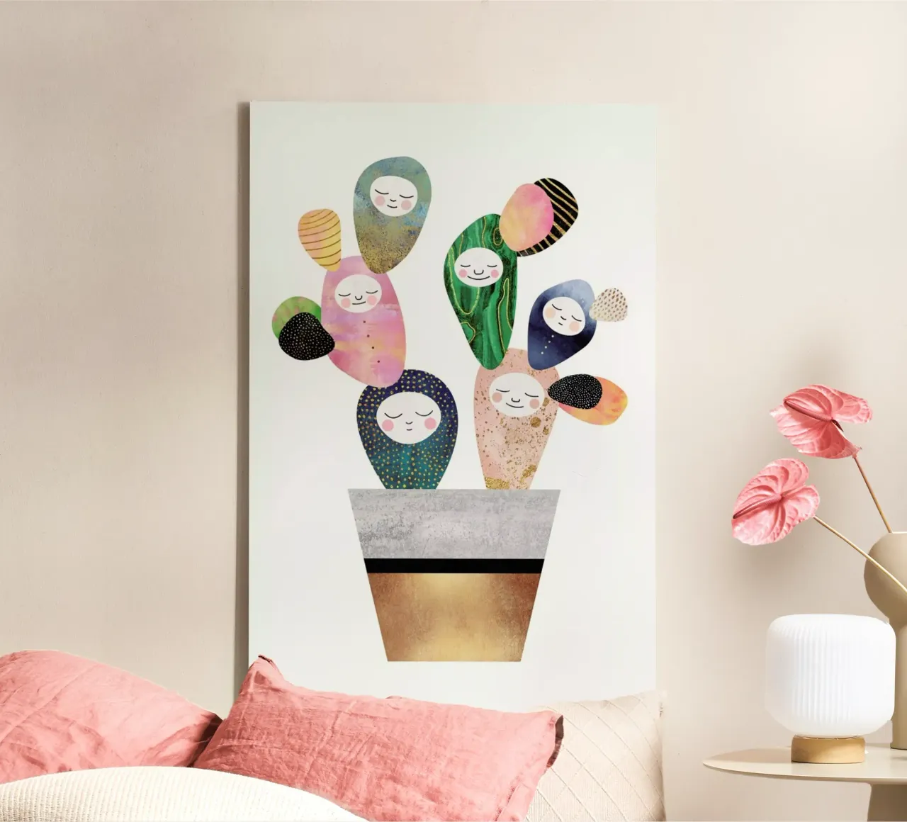 Sleepy Cactus tela con Cornice a cassetta da Elisabeth Fredriksson