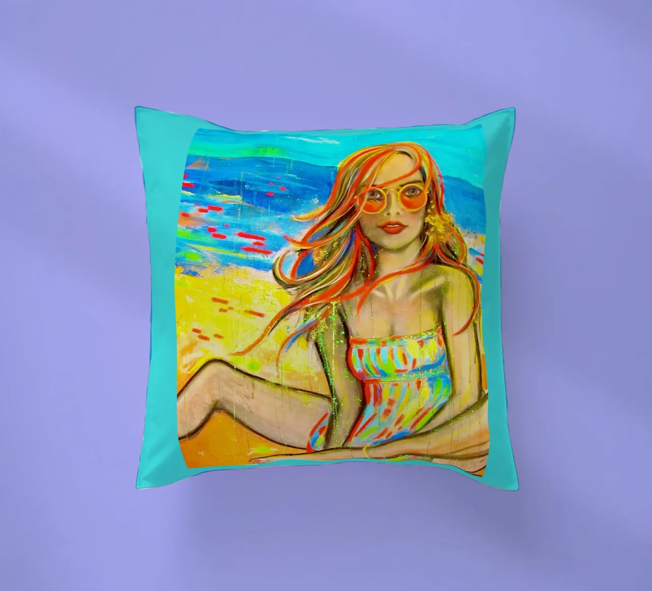 On the Beach cuscino da Happy 😃 Art 🎨 by Christine Schnoell
