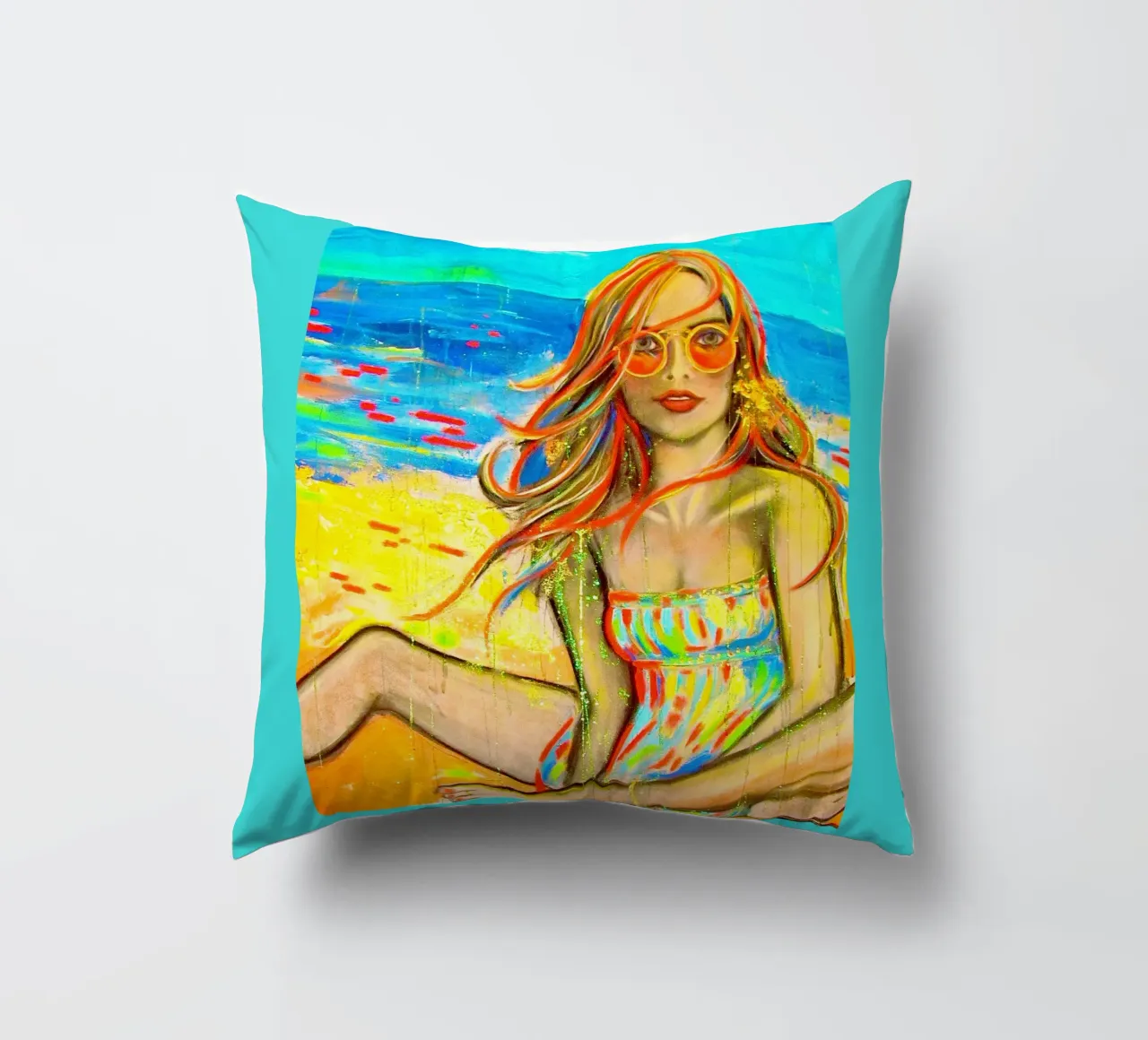 On the Beach cuscino da Happy 😃 Art 🎨 by Christine Schnoell