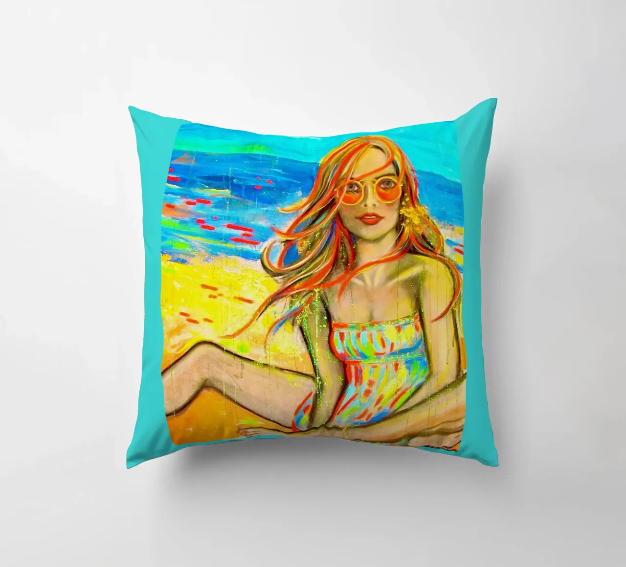 On the Beach cuscino da Happy 😃 Art 🎨 by Christine Schnoell
