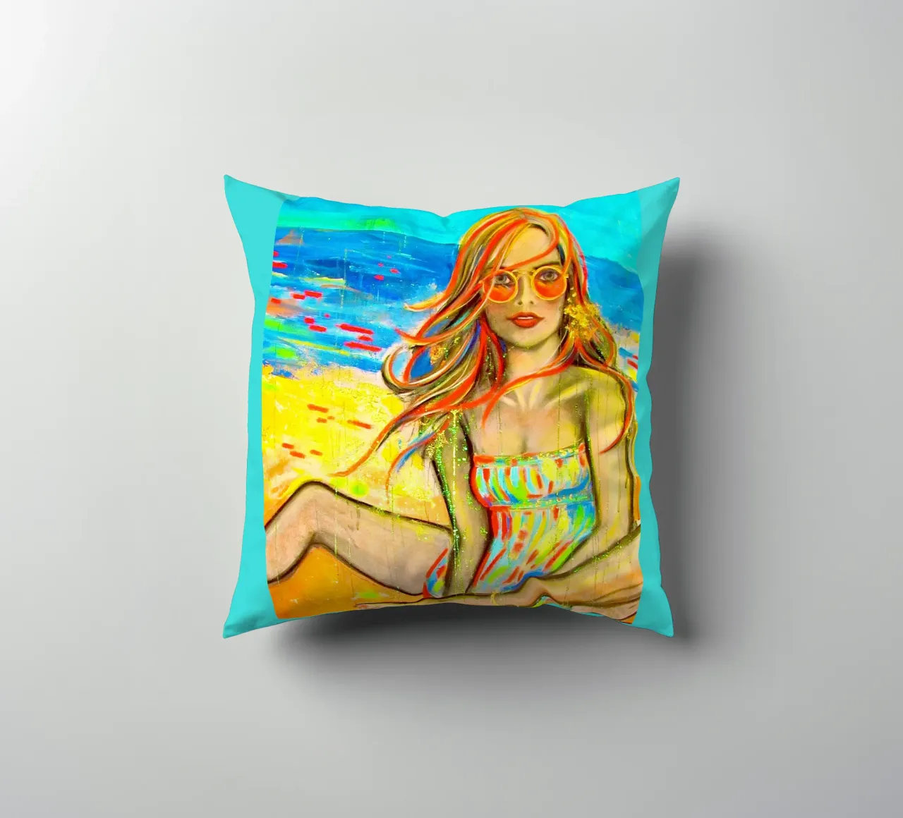 On the Beach cuscino da Happy 😃 Art 🎨 by Christine Schnoell