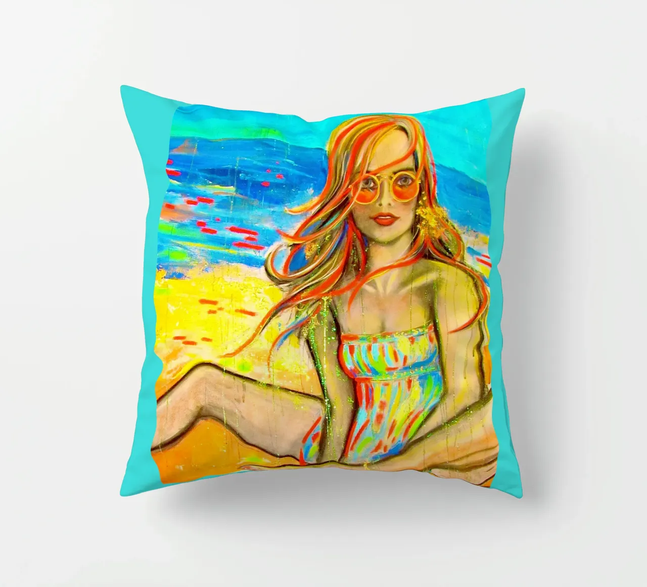 On the Beach cuscino da Happy 😃 Art 🎨 by Christine Schnoell