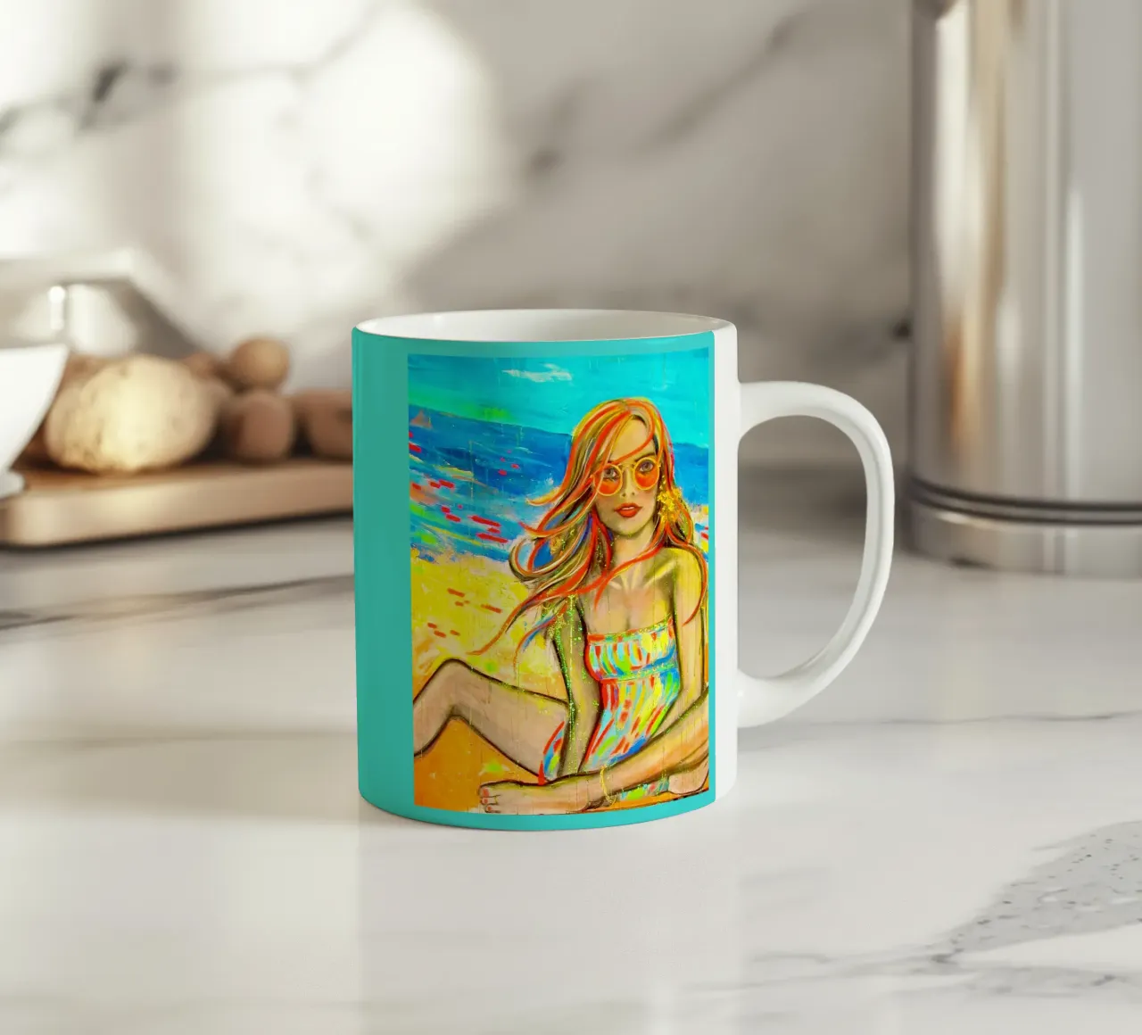 On the Beach tazza in ceramica da Happy 😃 Art 🎨 by Christine Schnoell