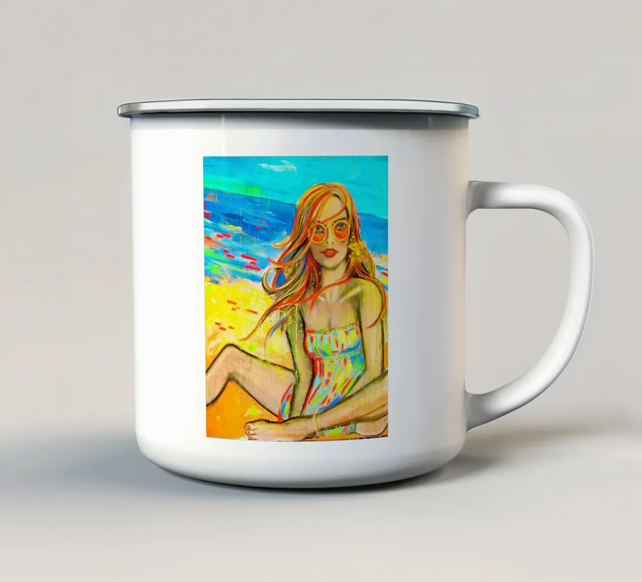 On the Beach tazza in smalto da Happy 😃 Art 🎨 by Christine Schnoell