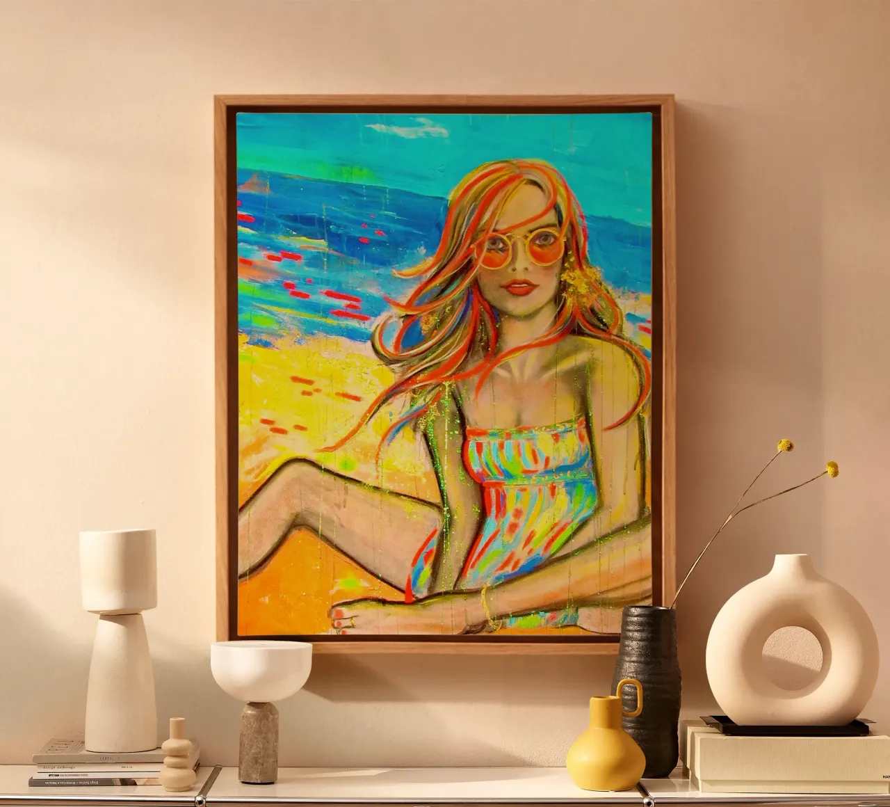 On the Beach tela con Cornice a cassetta da Happy 😃 Art 🎨 by Christine Schnoell