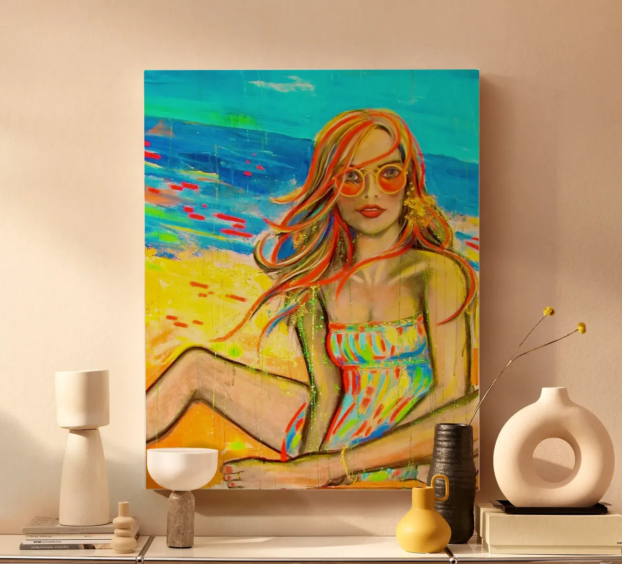 On the Beach tela con Cornice a cassetta da Happy 😃 Art 🎨 by Christine Schnoell