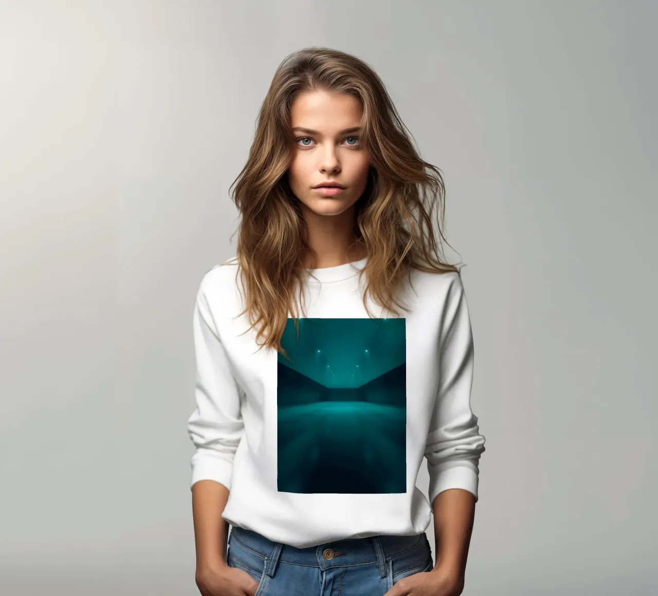 Vibrant abstract background featuring a tranquil space sweatshirt by DesignDoodle