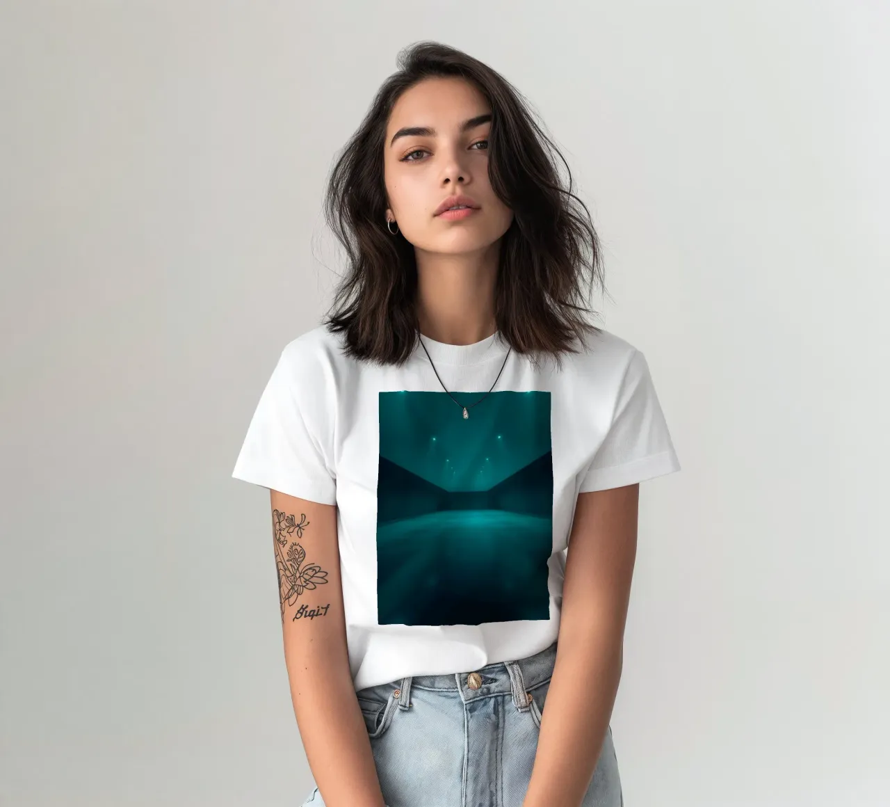 Vibrant abstract background featuring a tranquil space t-shirt by DesignDoodle